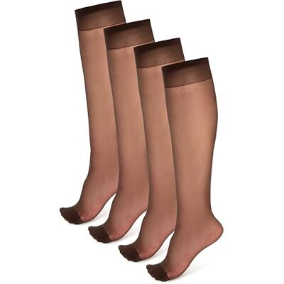 NOQ Meias finas transparentes foscas para mulheres e meninas, meias até o joelho, estilo elegante, confortáveis 15 DEN, espessura ideal para saltos altos, , Mocca, Tamanho único NOQ Meias finas transparentes foscas para mulheres e meninas, meias até o joelho, estilo elegante, confortáveis 15 DEN, espessura ideal para saltos altos, , Mocca, Tamanho único