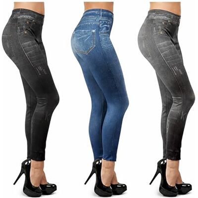 ShopINess Conjunto de 3 Jeggings Leggings Estilo Cowboy Modeladores para Mulher Padrão Ajustado Sem Costuras Realçam Glúteos, Proporcionam Conforto e Estilizam a Silhueta Azul, Cinzento, Preto ShopINess Conjunto de 3 Jeggings Leggings Estilo Cowboy Modeladores para Mulher Padrão Ajustado Sem Costuras Realçam Glúteos, Proporcionam Conforto e Estilizam a Silhueta Azul, Cinzento, Preto
