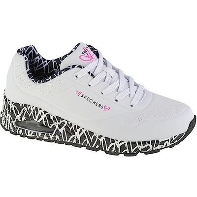 Skechers Uno Loving Love Tênis Feminino, Branco preto, 38 UE Skechers Uno Loving Love Tênis Feminino, Branco preto, 38 UE