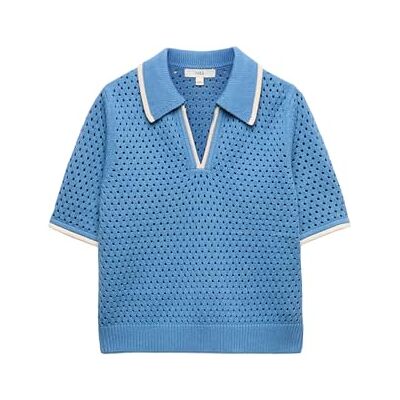 Marks & Spencer Top de malha curta texturizada com alto conteúdo em algodão para mulher, ajuste normal Marks & Spencer Top de malha curta texturizada com alto conteúdo em algodão para mulher, ajuste normal
