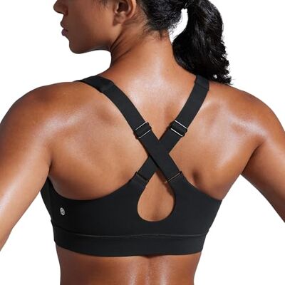 CRZ YOGA Mulheres Butterbreeze Criss Cross Back decote em V alças ajustáveis sutiãs desportivos preto 40 CRZ YOGA Mulheres Butterbreeze Criss Cross Back decote em V alças ajustáveis sutiãs desportivos preto 40