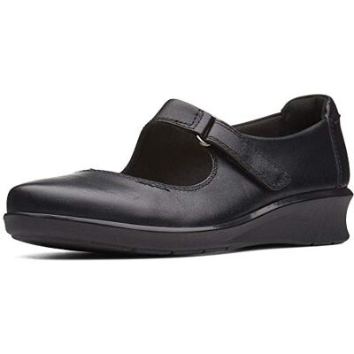Clarks Hope Henley Mercedita plana meninas, Couro preto, 42 UE Clarks Hope Henley Mercedita plana meninas, Couro preto, 42 UE
