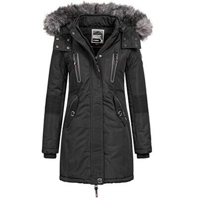 Geographical Norway , Parka de inverno para mulher com capuz com pelo, Coracle/Coraly, XL parka XXL Negro II Geographical Norway , Parka de inverno para mulher com capuz com pelo, Coracle/Coraly, XL parka XXL Negro II