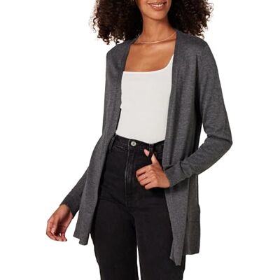 Amazon Essentials , Cardigan de frente aberta, casaco de malha para mulher, Cinza (Charcoal Heather Cha), XX-Large Amazon Essentials , Cardigan de frente aberta, casaco de malha para mulher, Cinza (Charcoal Heather Cha), XX-Large
