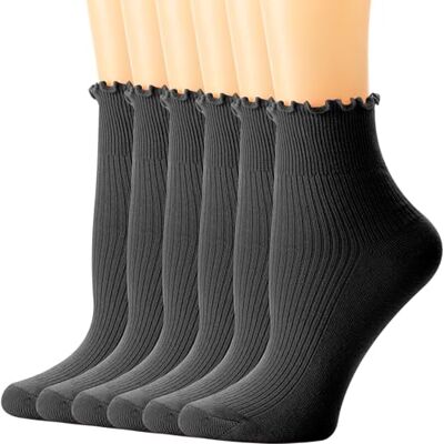 DRESHOW 6 pares meias com folhos para mulher meias de tornozelo com folhos meias bonitas casuais de cor sólida para mulheres meninas meias tornozelo para mulher, 6 Pares Ankle Socks Set53-06uka DRESHOW 6 pares meias com folhos para mulher meias de tornozelo com folhos meias bonitas casuais de cor sólida para mulheres meninas meias tornozelo para mulher, 6 Pares Ankle Socks Set53-06uka