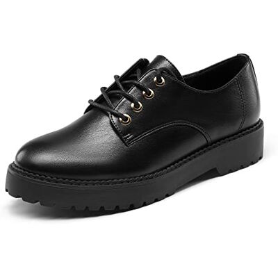 DREAM PAIRS Oxford Sapatos com Atacadores para Mulher Sapatos de Salto Baixo para Mulher, Preto Pu DREAM PAIRS Oxford Sapatos com Atacadores para Mulher Sapatos de Salto Baixo para Mulher, Preto Pu