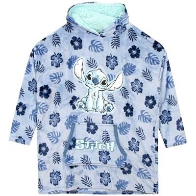 Disney Lilo And Stitch Manta com capuz para mulher, manta de forro polar ultra aconchegante, roupa de malha para mulher, tamanho único, cor azul, azul, tamanho único Disney Lilo And Stitch Manta com capuz para mulher, manta de forro polar ultra aconchegante, roupa de malha para mulher, tamanho único, cor azul, azul, tamanho único