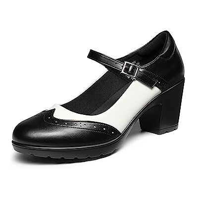 DREAM PAIRS Oxford Mary Jane Mulher, Preto branco PU DREAM PAIRS Oxford Mary Jane Mulher, Preto branco PU