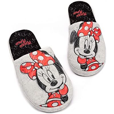 Disney Chinelos Minnie Mouse para mulher Sapatos de casa slip-on Cinza, cinzento, 38/39 UE Disney Chinelos Minnie Mouse para mulher Sapatos de casa slip-on Cinza, cinzento, 38/39 UE