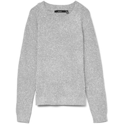 VERO MODA Pulôver Tricô VMDOFFY Pulôver, Mistura cinzenta clara, L VERO MODA Pulôver Tricô VMDOFFY Pulôver, Mistura cinzenta clara, L
