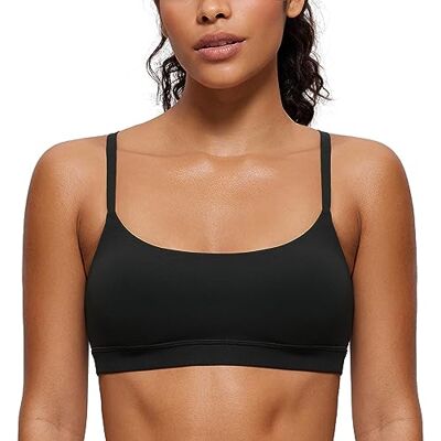 CRZ YOGA Mulheres Butterluxe Ajustável Alça de Espaguete Sutiã Desportivo Gola Redonda Acolchoado Sutiã de Ioga, Preto CRZ YOGA Mulheres Butterluxe Ajustável Alça de Espaguete Sutiã Desportivo Gola Redonda Acolchoado Sutiã de Ioga, Preto