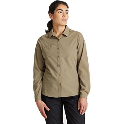 Craghoppers Expert Womens Kiwi Long Sleeved Shirt camisa abotoada mulher, Pebble, 36 Craghoppers Expert Womens Kiwi Long Sleeved Shirt camisa abotoada mulher, Pebble, 36
