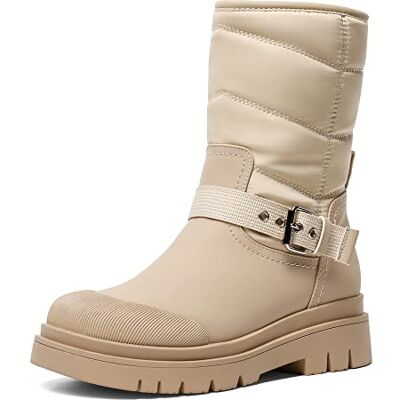 DREAM PAIRS Botas de neve para mulher de inverno com forro quente e sola antiderrapante botas resistentes à água, Nu, 38 UE DREAM PAIRS Botas de neve para mulher de inverno com forro quente e sola antiderrapante botas resistentes à água, Nu, 38 UE