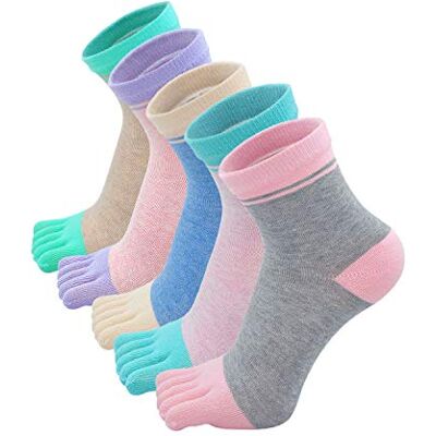 PUTUO Meias de Dedos Femininas Meias Cinco Dedos de Esporte, Meias do Dedo do Pé, Meias de Algodão, macias e respiráveis, 4/5 pares PUTUO Meias de Dedos Femininas Meias Cinco Dedos de Esporte, Meias do Dedo do Pé, Meias de Algodão, macias e respiráveis, 4/5 pares