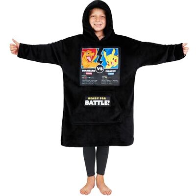 Pokémon Camisola com capuz para crianças, Pikachu Gengar Anime Oversized camisolas poncho de forro polar com e sem bolsa incorporada Pokémon Camisola com capuz para crianças, Pikachu Gengar Anime Oversized camisolas poncho de forro polar com e sem bolsa incorporada
