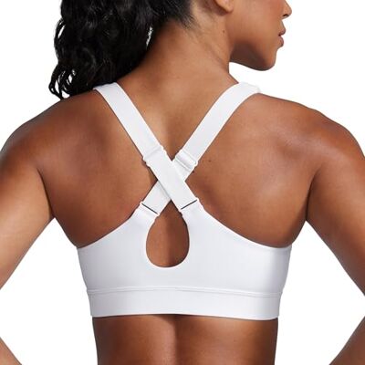 CRZ YOGA Mulheres Butterbreeze Criss Cross Back decote em V alças ajustáveis sutiãs desportivos, Branco CRZ YOGA Mulheres Butterbreeze Criss Cross Back decote em V alças ajustáveis sutiãs desportivos, Branco