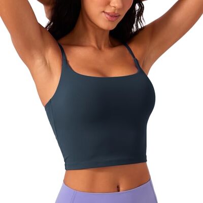 CRZ YOGA Butterlift mulher decote redondo linha comprida sutiã desportivo costas em U Crop Top True Navy 38 CRZ YOGA Butterlift mulher decote redondo linha comprida sutiã desportivo costas em U Crop Top True Navy 38
