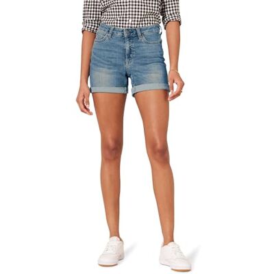 Amazon Essentials Shorts Calças de ganga ajustadas de média de 10,2 cm, mulher, lavagem média, 46 Amazon Essentials Shorts Calças de ganga ajustadas de média de 10,2 cm, mulher, lavagem média, 46