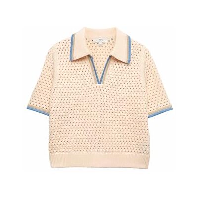 Marks & Spencer Top de malha curta texturizada com alto conteúdo em algodão para mulher, ajuste normal Marks & Spencer Top de malha curta texturizada com alto conteúdo em algodão para mulher, ajuste normal
