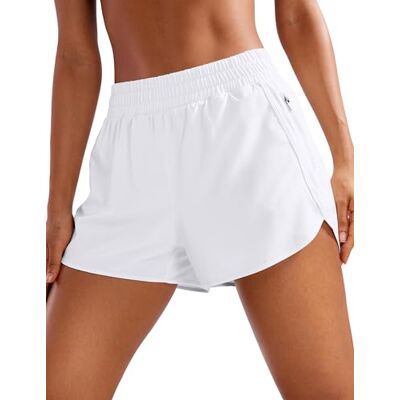 CRZ YOGA Shorts de Corrida com Cintura Alta e Estampa de Golfinhos para Mulher, Branco CRZ YOGA Shorts de Corrida com Cintura Alta e Estampa de Golfinhos para Mulher, Branco