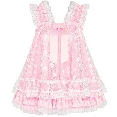Satini Lingerie de cetim marica Babydoll com babados, babados, calcinhas, camisola, negligé, cosplay, roupa de noite, vestido, XL Satini Lingerie de cetim marica Babydoll com babados, babados, calcinhas, camisola, negligé, cosplay, roupa de noite, vestido, XL