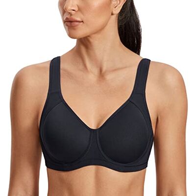 SYROKAN Sutiã Desportivo Alto Impacto X-Back Tamanhos Grandes Confortável para Mulher, Preto 2, 90 I SYROKAN Sutiã Desportivo Alto Impacto X-Back Tamanhos Grandes Confortável para Mulher, Preto 2, 90 I