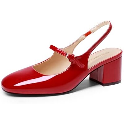 DREAM PAIRS Sapatos de salto baixo tipo Mary Jane para mulher, com tira traseira, ponta quadrada, ideais para casamentos, festas, trabalho e escritório., Vermelho, 40 UE DREAM PAIRS Sapatos de salto baixo tipo Mary Jane para mulher, com tira traseira, ponta quadrada, ideais para casamentos, festas, trabalho e escritório., Vermelho, 40 UE