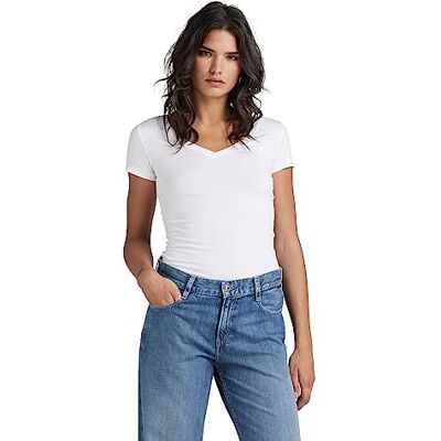 G-STAR RAW Mulher base em V Neck Cap Top, Branco (White ), XXS G-STAR RAW Mulher base em V Neck Cap Top, Branco (White ), XXS