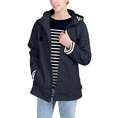 Breizh Ocean Impermeável ERQUY, corte ajustado com interior às riscas mulher de XS a 4XL, MARINHO, M Breizh Ocean Impermeável ERQUY, corte ajustado com interior às riscas mulher de XS a 4XL, MARINHO, M