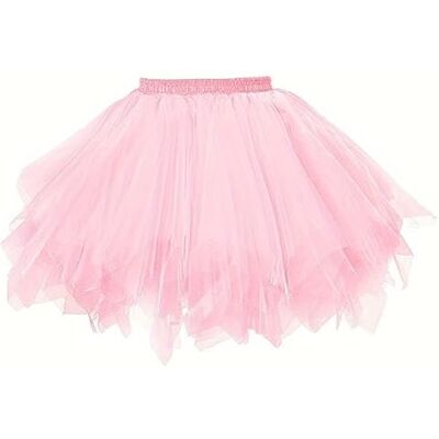 Boolavard Saia tutu dos anos 80 para mulher adulta, anágua de tule em camadas, tutu de Halloween, ROSA Boolavard Saia tutu dos anos 80 para mulher adulta, anágua de tule em camadas, tutu de Halloween, ROSA