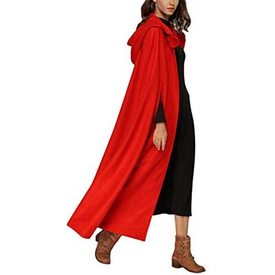 JLTPH Capa de inverno / outono com capuz frontal aberto solto poncho longo casaco outwear, L JLTPH Capa de inverno / outono com capuz frontal aberto solto poncho longo casaco outwear, L