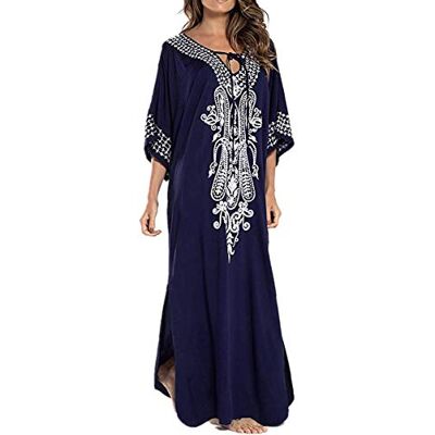 LikeJump Cardigã Vestido de praia Kaftan Kimonos Pareos Cover Ups para mulher, Azul Escuro 2 LikeJump Cardigã Vestido de praia Kaftan Kimonos Pareos Cover Ups para mulher, Azul Escuro 2