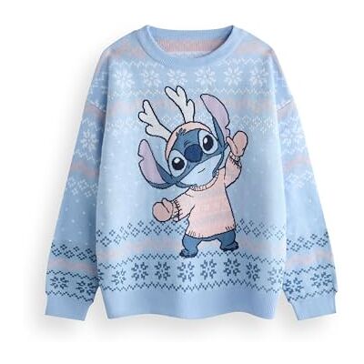 Disney Lilo & Stitch Mulheres Suéter de Natal em Azul Quente Gráfico Tricô para Adultos Festa de Feriado Manga Longa Malha Top Engraçado Moletom Tricô Único Merchandising de Filme Presente para Disney Lilo & Stitch Mulheres Suéter de Natal em Azul Quente Gráfico Tricô para Adultos Festa de Feriado Manga Longa Malha Top Engraçado Moletom Tricô Único Merchandising de Filme Presente para
