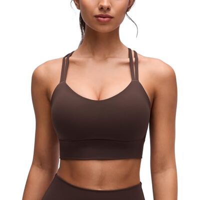 CRZ YOGA Mulher Butterluxe Palangre sutiã desportivo Criss Cruz moldado caneca ioga cultivo tanque cima, Castanho Fudge quente, S CRZ YOGA Mulher Butterluxe Palangre sutiã desportivo Criss Cruz moldado caneca ioga cultivo tanque cima, Castanho Fudge quente, S