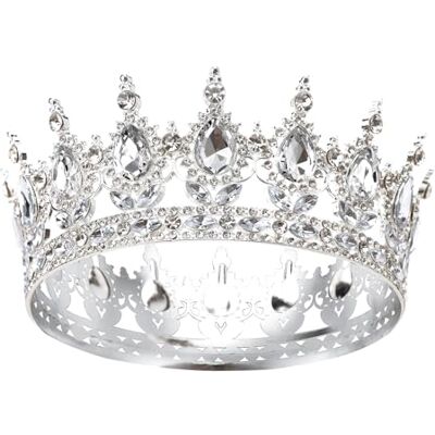 DRESHOW Tiara redonda coroa redonda completa rainha de cristal tiaras barrocas diamantes de imitação brilhantes para meninas e mulheres casamento festa de aniversário, Tamanho único DRESHOW Tiara redonda coroa redonda completa rainha de cristal tiaras barrocas diamantes de imitação brilhantes para meninas e mulheres casamento festa de aniversário, Tamanho único