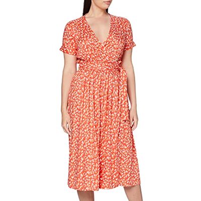 SPARKZ COPENHAGEN Vivette Wrap Dress vestido para mulher, Vermelho (Sunset Red 545) SPARKZ COPENHAGEN Vivette Wrap Dress vestido para mulher, Vermelho (Sunset Red 545)