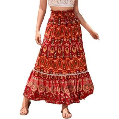 EMOTTOS Saia Longa Mulher, Saias Longas Cintura Alta com Nó de Laço Laço da Frente, Saia Longa Elegantes Linha A para Senhoras, Saias Longas Swing Boêmio Flores para Mulheres, Preto/Azul/Vermelho S-XL EMOTTOS Saia Longa Mulher, Saias Longas Cintura Alta com Nó de Laço Laço da Frente, Saia Longa Elegantes Linha A para Senhoras, Saias Longas Swing Boêmio Flores para Mulheres, Preto/Azul/Vermelho S-XL