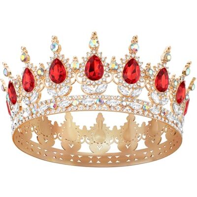 DRESHOW Tiara redonda coroa redonda completa rainha de cristal tiaras barrocas diamantes de imitação brilhantes para meninas e mulheres casamento festa de aniversário DRESHOW Tiara redonda coroa redonda completa rainha de cristal tiaras barrocas diamantes de imitação brilhantes para meninas e mulheres casamento festa de aniversário