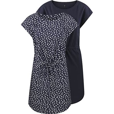 ONLY Vestido de verão para mulher, tamanho XS S, M, L, XL, XXL, às riscas, preto, 100% algodão, Azul escuro, M ONLY Vestido de verão para mulher, tamanho XS S, M, L, XL, XXL, às riscas, preto, 100% algodão, Azul escuro, M