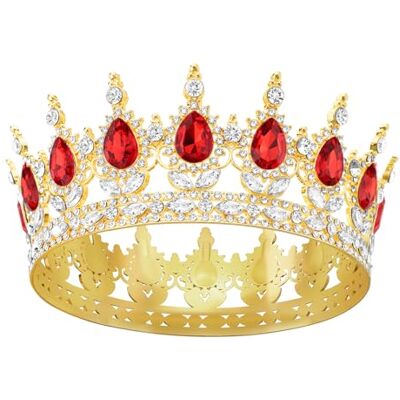 DRESHOW Tiara redonda coroa redonda completa rainha de cristal tiaras barrocas diamantes de imitação brilhantes para meninas e mulheres casamento festa de aniversário, Tamanho único DRESHOW Tiara redonda coroa redonda completa rainha de cristal tiaras barrocas diamantes de imitação brilhantes para meninas e mulheres casamento festa de aniversário, Tamanho único