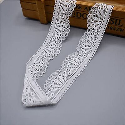 Yulakes Fita de renda elástica de 30 m, cor branca e preta, para artesanato, lingerie, vestido de casamento, decoração, 3 cm de largura (branco) Yulakes Fita de renda elástica de 30 m, cor branca e preta, para artesanato, lingerie, vestido de casamento, decoração, 3 cm de largura (branco)