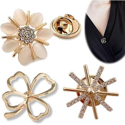 Aililong Conjunto de broches para mulheres (3 peças) – elegante broche retrátil, alfinetes de lapela, clipes de cardigã / vestido, agulha de comboio para namorada Aililong Conjunto de broches para mulheres (3 peças) – elegante broche retrátil, alfinetes de lapela, clipes de cardigã / vestido, agulha de comboio para namorada