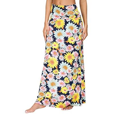 EXCHIC Mujer Cómoda Elástica Cintura Alta Maxi Falda Boho A-Line Largas Yoga Faldas EXCHIC Mujer Cómoda Elástica Cintura Alta Maxi Falda Boho A-Line Largas Yoga Faldas