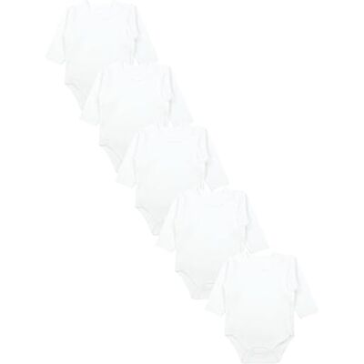 TupTam Body Bebé Pack de 5 bodies bebé recém-nascido, body bebé criança com fecho frontal, 100% algodão, branco, 56 TupTam Body Bebé Pack de 5 bodies bebé recém-nascido, body bebé criança com fecho frontal, 100% algodão, branco, 56