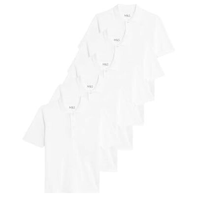 Marks & Spencer Pacote unissexo de 5 polos escolares 100% algodão (2-18 anos) para crianças unissexo Marks & Spencer Pacote unissexo de 5 polos escolares 100% algodão (2-18 anos) para crianças unissexo