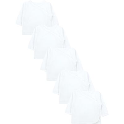 TupTam T-shirt de manga comprida para bebé e criança, pacotes de 5, Um branco TupTam T-shirt de manga comprida para bebé e criança, pacotes de 5, Um branco