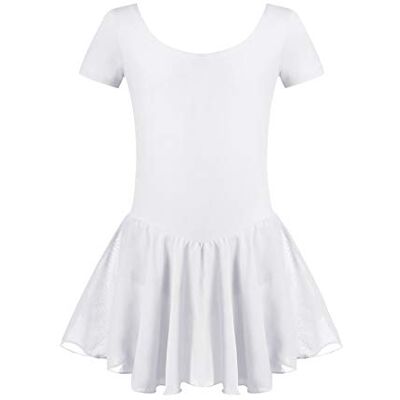 untlet Roupas de balé, vestido de balé, de algodão para crianças, fato de balé, de manga curta, para meninas, balé, corpo, de manga curta, roupa de balé, para crianças, branco untlet Roupas de balé, vestido de balé, de algodão para crianças, fato de balé, de manga curta, para meninas, balé, corpo, de manga curta, roupa de balé, para crianças, branco