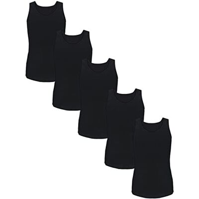 TupTam T-shirt interior para menina, 5 unidades, t-shirts interiores para menina, em algodão macio, Preto TupTam T-shirt interior para menina, 5 unidades, t-shirts interiores para menina, em algodão macio, Preto