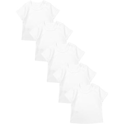 TupTam T-shirt de manga curta para bebé, conjunto de 5, branco, 98 TupTam T-shirt de manga curta para bebé, conjunto de 5, branco, 98