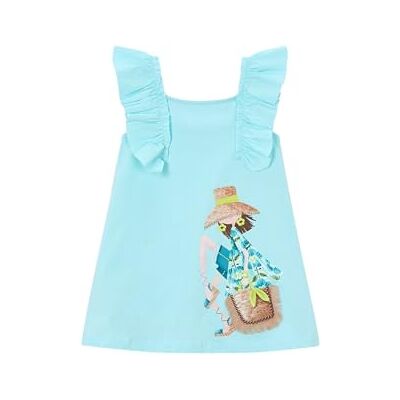 Mayoral Vestido de malha com folhos para menina de gerânio Mayoral Vestido de malha com folhos para menina de gerânio